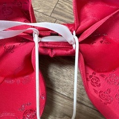 赤い花柄 付け帯・作り帯 セット 子供用の画像