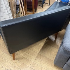 シングル2Pソファ 合成皮革 ブラック 小さい汚れあり 中古の画像