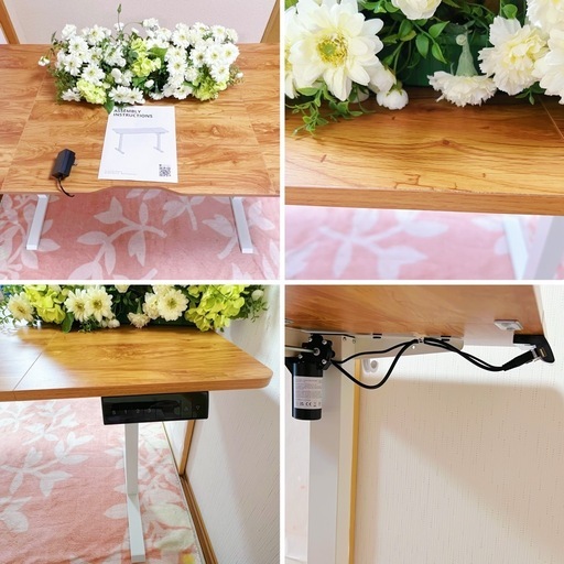 【美品】定価2万円★説明書付き★電動昇降デスク  幅140cm 奥行70cm USB-A/Type-C付き スタンディングデスク 上下