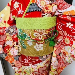 振袖 振袖6点フルセット袷 桜 松梅 金糸 金彩 赤 正絹　の画像