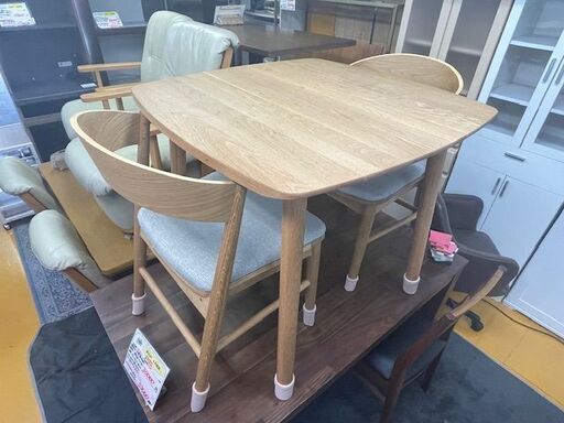 【リサイクルサービス八光】【幅80cm】オーク無垢材 ナチュラル unico SOLK ダイニングテーブル＆チェア2脚セット