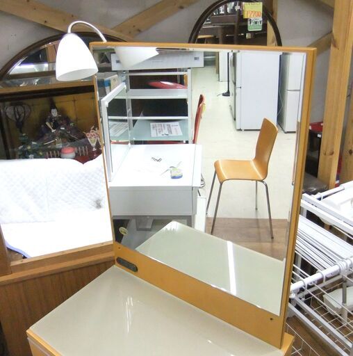 ドレッサー 幅59.5×奥行40×高さ141cm 鏡台 化粧台 イス付き 木製 ミラー 札幌市 厚別区