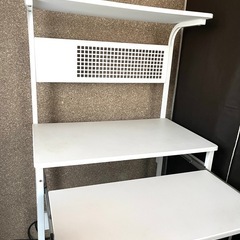 【お譲り確定】パソコンデスクプリンター台 PCデスク 白 スライド式の画像