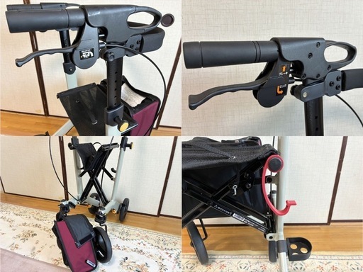 【歩行器/シルバーカー】小回り抜群で折りたたみ自立！介護用手押し車！【美品】介護用品一流メーカー「安寿」製！