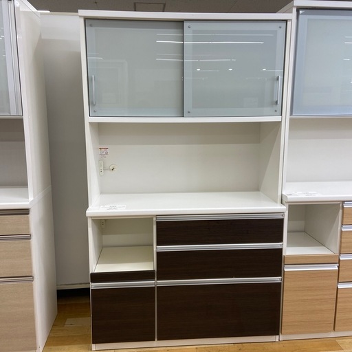【トレファクラパーク岸和田店】 レンジボード 松田家具 スライド扉 ダークブラウン