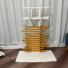 天然木（無垢）テレビスタンド ロータイプ  32〜65V対応（一部サビあり）の画像