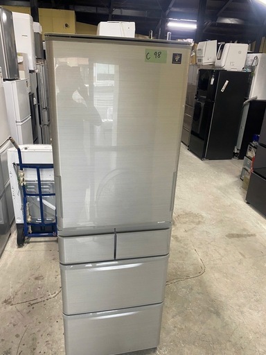 NO C98?福岡市内配送設置無料✨?SJ-W412D-S 冷蔵庫 プラズマクラスター冷蔵庫 シルバー [412L /5ドア /左右開