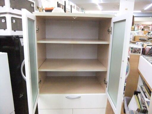 ぼん家具 キッチンラック 食器棚 幅60cm 奥行40cm 高さ90cm レンジ台 食器棚 幅60×奥行40×高145 収納棚 キッチン収納 棚 ホワイト ナチュラル 札幌市厚別区 厚別店