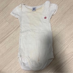 PETIT BATEAU ストライプロンパース 18m ボディスーツ　半袖　　　スタイのおまけ付きの画像