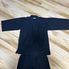 【新品未使用】和装 和服 作務衣 甚平 黒 上下セットの画像