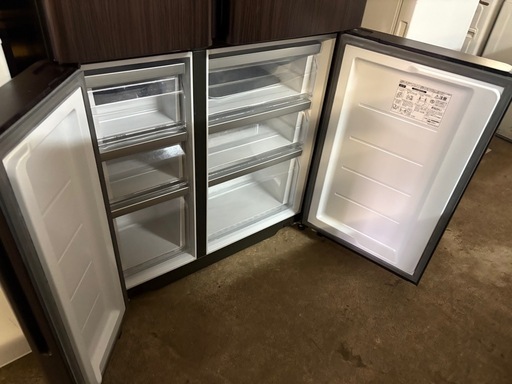  AQUA アクア AQR-TZ51M 2022年製 冷蔵庫 512L 大容量 観音開き フレンチドア 木目調 ダークブラウン 