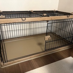 木目調ペットケージ 117×63×55cm 天板付き 美品 中型犬向けの画像