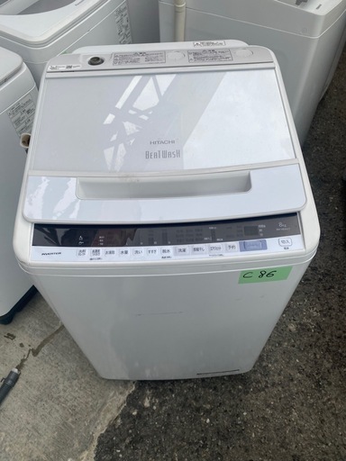 NO C86🌈福岡市内配送設置無料✨🌈洗濯機 日立 2〜3人分 8.0kg 込み BW