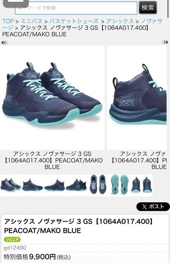 アシックス ノヴァサージ バスケットボールシューズバッシュ22.5