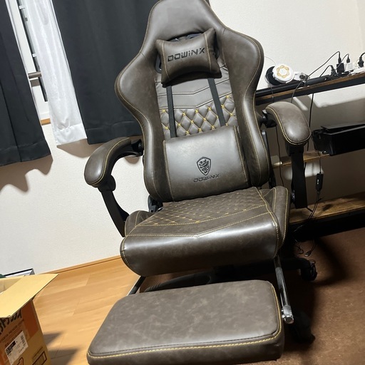 【美品・動作確認済】Dowinx ゲーミングチェア ブラウン（オットマン・マッサージ機能付き）