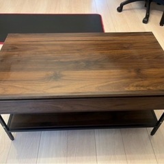 昇降式センターテーブル 収納付き の画像