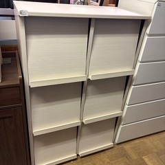 【ジャングル深井店】収納棚扉付き 木目ホワイト 収納家具 リビング家具 堺市 深井【FU960】の画像