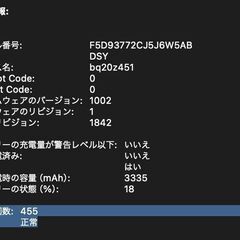 MacBook Air（13インチ,2019）128GB/8GB〈MVFK2J/A〉⑥の画像