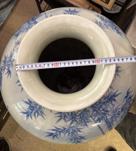 大型　染付　花瓶　鶴　竹　陶器　壺　骨董品　コレクション