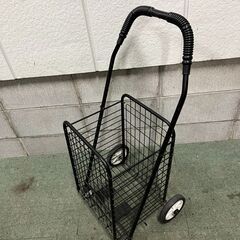 スチール製 ワイヤーカート キャリーカート 4輪 折りたたみ式 ブラック 幅43cm×奥行40cm×高さ84cmの画像