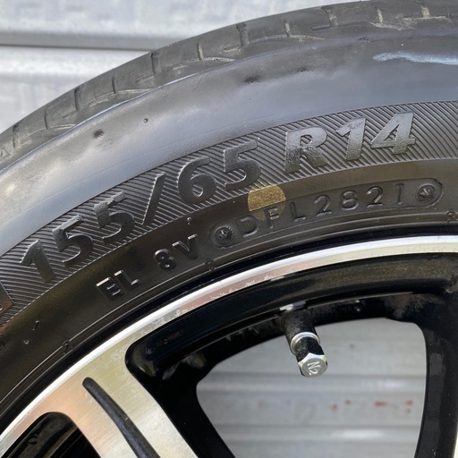 軽自動車用中古タイヤ+アルミホイール4本セット　155/65R14 75S+ 14x4.5J 100 +43