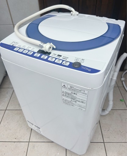 (送料無料) 2020年 美品 7kg 洗濯機 SHARP 布団が洗える大容量 Ag+イオン 黒カビを防ぐ穴無し槽 風乾燥 ⑤