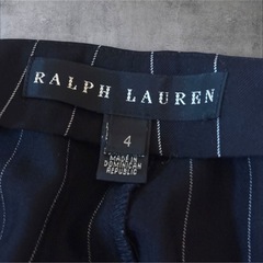 【美品】Ralph Lauren ストライプ サマーウールスラックス S相当 黒の画像