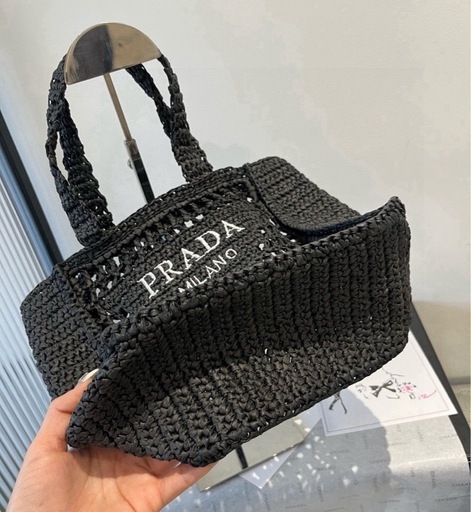 プラダPRADAトートバッグかごバッグブラック新品レディース