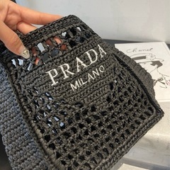プラダPRADAトートバッグかごバッグブラック新品レディースの画像