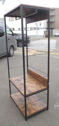 幅79.6㎝ ニトリ ハンガーラック (N ステイン 1880 BR) 奥行50×高さ180㎝ ワードローブ ダメージ風 札幌 北20