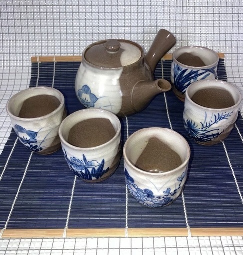 大正時代の東洋陶器！急須と蓋付き湯呑4客セット！ P94 茶器セット 急須 湯呑み5客 陶器 (Miya-c) 鳥取の食器《茶器》の