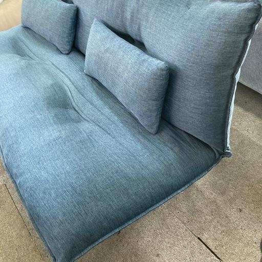中古　3人掛けベンチソファ　ブルー