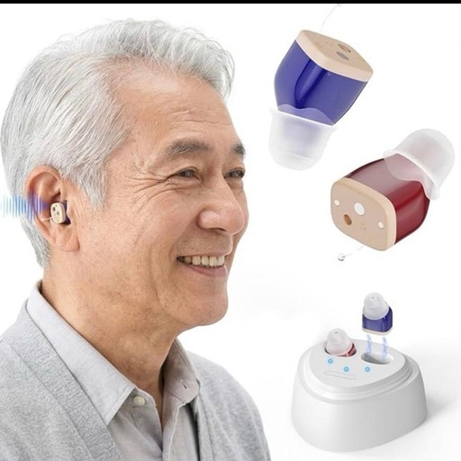 新品未使用【集音器】高齢者 補聴器 イヤホン 軽量 介護 両耳 急速充電 ケース