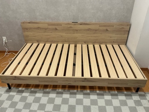 【美品】マットレス付！通気性抜群のすのこベッド・小物置き可能なヘッドボード有