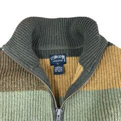 199990 現状品 STUSSY ステューシー マルチボーダー柄ジップアップニット L [0000000009140]の画像