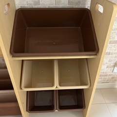 木製ラック 収納ボックス付き　絵本ラック　おもちゃケースの画像