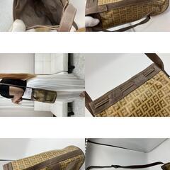FENDI フェンディ ズッカ柄 PVC レザー 巾着 ショルダーバッグ ヴィンテージ FFロゴ バケットバッグ イタリア製 ブラウン ベージュ 斜め掛け オールドフェンディの画像