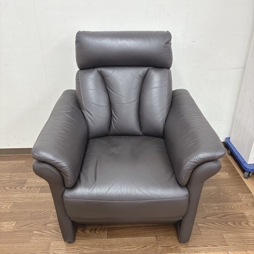 【?買取市場 柴田店】 I744 ? NITORI 1P本革ソファ ⭐ クリーニング済