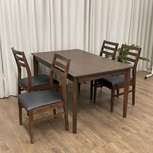 KE-27【新入荷　リサイクル品】ナフコ　アカシア　ダイニング５点セット　ブラウン