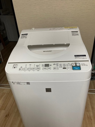 シャープ洗濯乾燥機　 2020年製　5.5Kg  SHARP  ES-T5E7-KW 洗濯槽分解洗浄済　乾燥機能付　美品 3ヶ月保証付