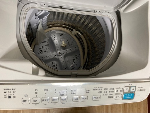 シャープ洗濯乾燥機　 2020年製　5.5Kg  SHARP  ES-T5E7-KW 洗濯槽分解洗浄済　乾燥機能付　美品 3ヶ月保証付