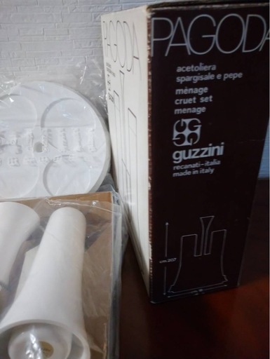 【未使用・超希少】guzzini グッチーニ PAGODA パゴダ 調味料入れセット イタリア製 1970年代 ヴィンテージ