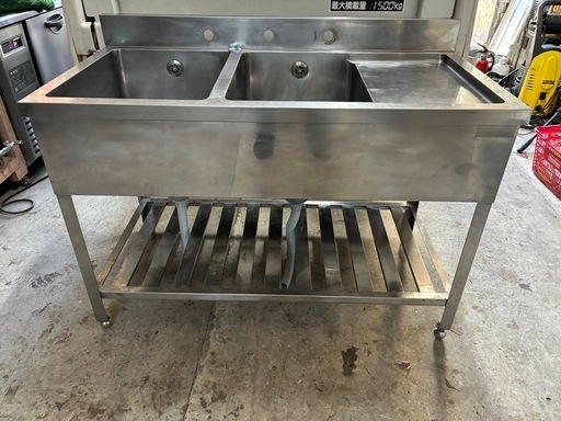 業務用　2槽水切付シンク　1200×600