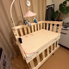 【引き取り限定】手作り木製ベビーベットの画像
