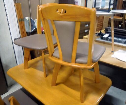 4人掛け ダイニングセット 幅120cm テーブル 回転イス4脚 ナチュラルブラウン 札幌市東区 新道東店