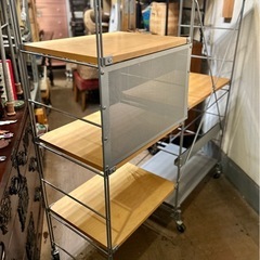 【値引き再出品済み】無印良品 MUJI ステンレスユニットキャスター シェルフ ユニットシェルフ オープンラック 収納棚 食器棚 レンジ台 キッチンラック バックパネル ワイヤーシェルフの画像
