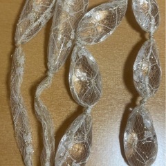 レース包み クリアビーズ ロング ネックレス ホワイトカラー レディースの画像