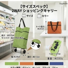 ショッピングカート 折り畳み式 海外旅行 軽量 エコバッグ 2輪キャスター付きの画像