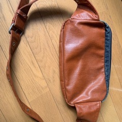 【美品】ボディバッグ ブラウン×デニム調 メンズバッグの画像