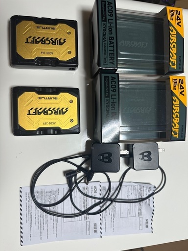 バートル　24V バッテリー　ジャンク　　2個セット AIRCRAFT AC09 バッテリーセット 24v 中古 バートル 空調 BURTLE 